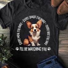 Tricolor Corgi T-Shirt: Funny Dog Lover Gift - 黑色 - 查看 1