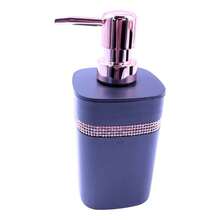 Micromax Porta Sabonete Liquido Com Strass Preto 300ml Luxo Rose - Multicolorido - Visão 5