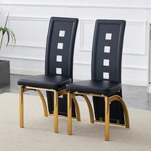 Matstolar - Svart+Guld + Metall + PU-läder + 2-pack - Visa 6