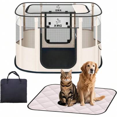 Corral portátil para mascotas, jaulas para gatos, jaulas plegables para perros, tienda de campaña, corral para perros, gatos y conejos, corral de viaje para perros, interior & exterior (Pequeño(27.6" L X 21.7" W X 17.7" H), Rosa)