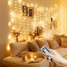 1pc 6m/3 Meters USB Plug-In Curtain String Lights, Fairy LED Lights For Wedding, Holiday, Party, Birthday Wall Decoration - USB Curtain Light - View 3