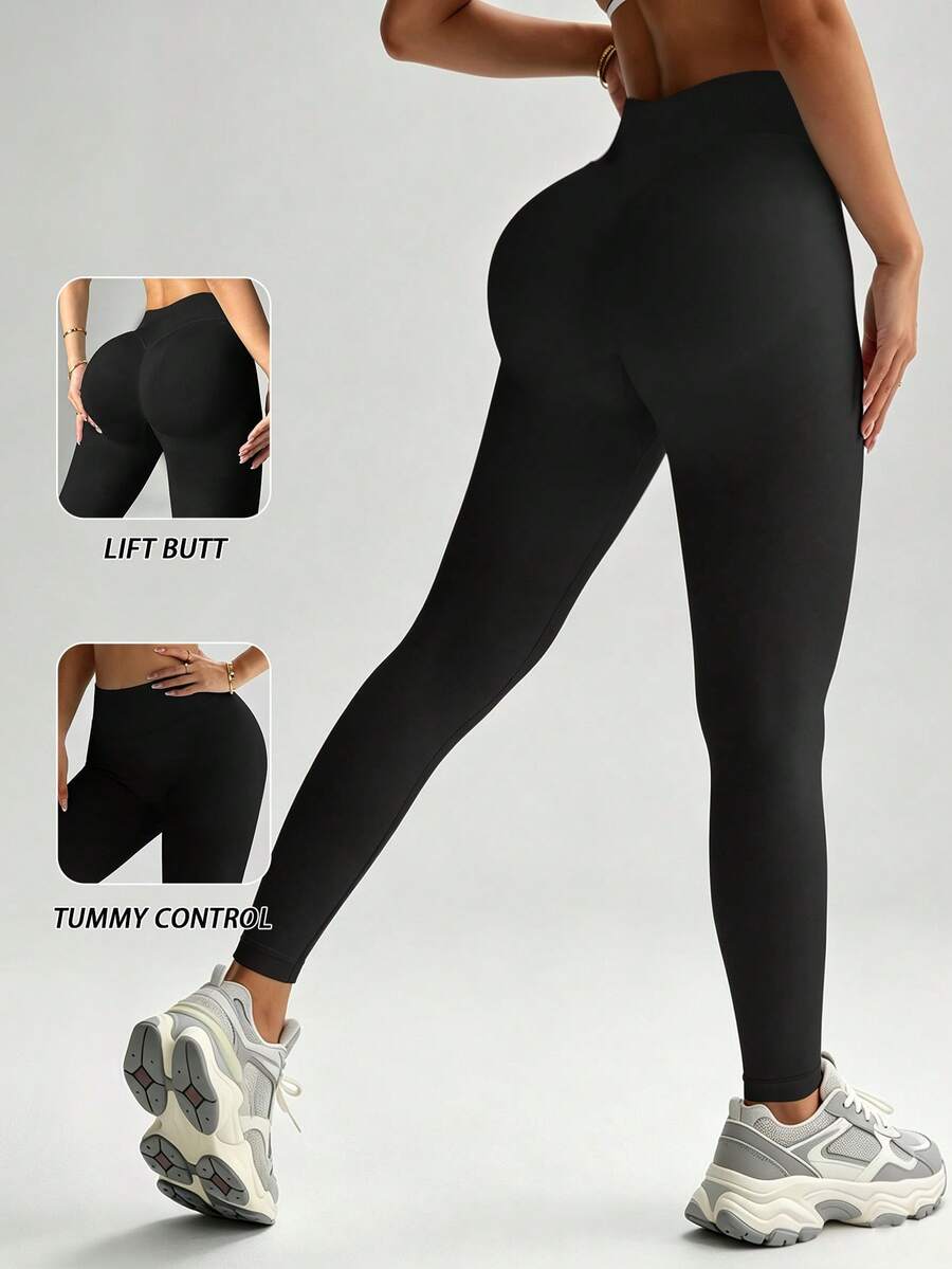 DINBEY Women's Outdoor High-Waist Sports Pants, Butt-Lifting Yoga Pants, Suitable For Running, Fitness And Yoga Black - Black - View 1