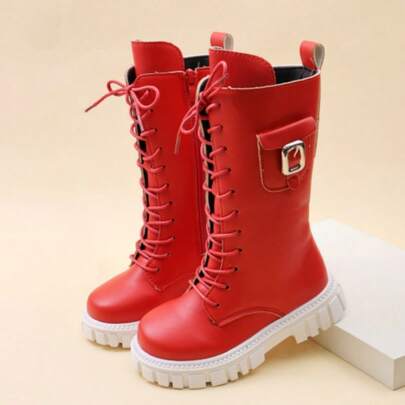 Sepatu Bot Panjang Anak Perempuan, Sepatu Bot Anak Musim Gugur/Dingin Terbaru, Sepatu Bot Tinggi Sol Tebal Ukuran Sedang hingga Besar Warna Putih untuk Anak-anak, Sepatu Bot Berkuda Anak Perempuan dengan Resleting Samping Anti Selip, Sepatu Bot Motor Jalanan untuk Balita