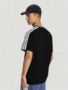 Adidas Men's ST 3ST TEE Short Sleeve T-Shirt Knit Collarless Short TKX0500 - Black - View 3