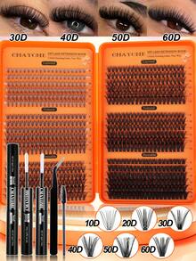 CMAYOME 720/648 DIY Complete Set Of Cluster Adhesive False Eyelashes - Includes Soft False Eyelash Clusters In 8 To 16mm Different Lengths, Soft And Fluffy Touch. This Set Includes Cluster False Eyelashes, Waterproof Glue, Tweezers And Brush. - Multicolor - View 15