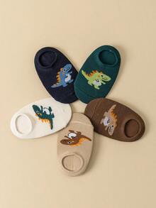 5/10 Pairs Baby Boys Ankle Socks, Dinosaur Pattern, Cute Comfortable Breathable All-Season Low-Cut Short Socks - Multicolor - View 5