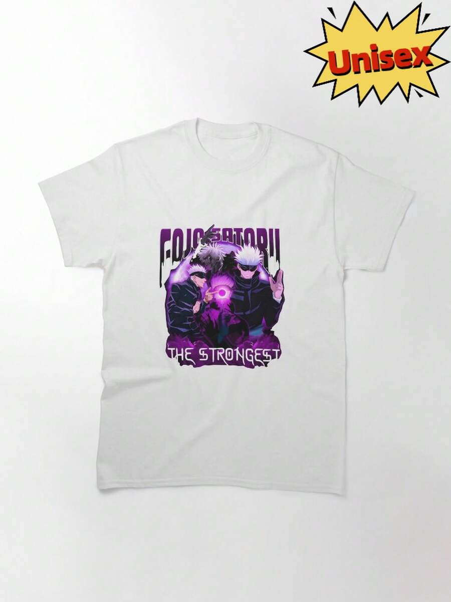 T Shirt Men Autumn Anime Sorcerer Print Tee Unisex - 白色 - 查看 1