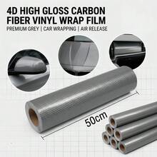 50CM Width 4D Carbon Fiber Gray Car Vinyl Wrap Film Auto Body Motorcycle Car Interior Exterior Sticker Self Adhesive DIY Film - Carbon Fiber Texture Film - View 2