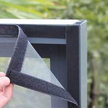 Zippered Mosquito Screen Door, High Transparency Dense Mesh, Home Bedroom Balcony Insect Proof Screen Door, Minimalist Black Frame - White Mesh With Black Trim, Left-side Zipper. - View 1