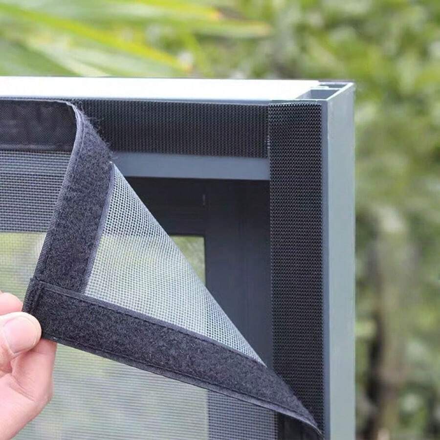 Zippered Mosquito Screen Door, High Transparency Dense Mesh, Home Bedroom Balcony Insect Proof Screen Door, Minimalist Black Frame - White Mesh With Black Trim, Left-side Zipper. - View 1