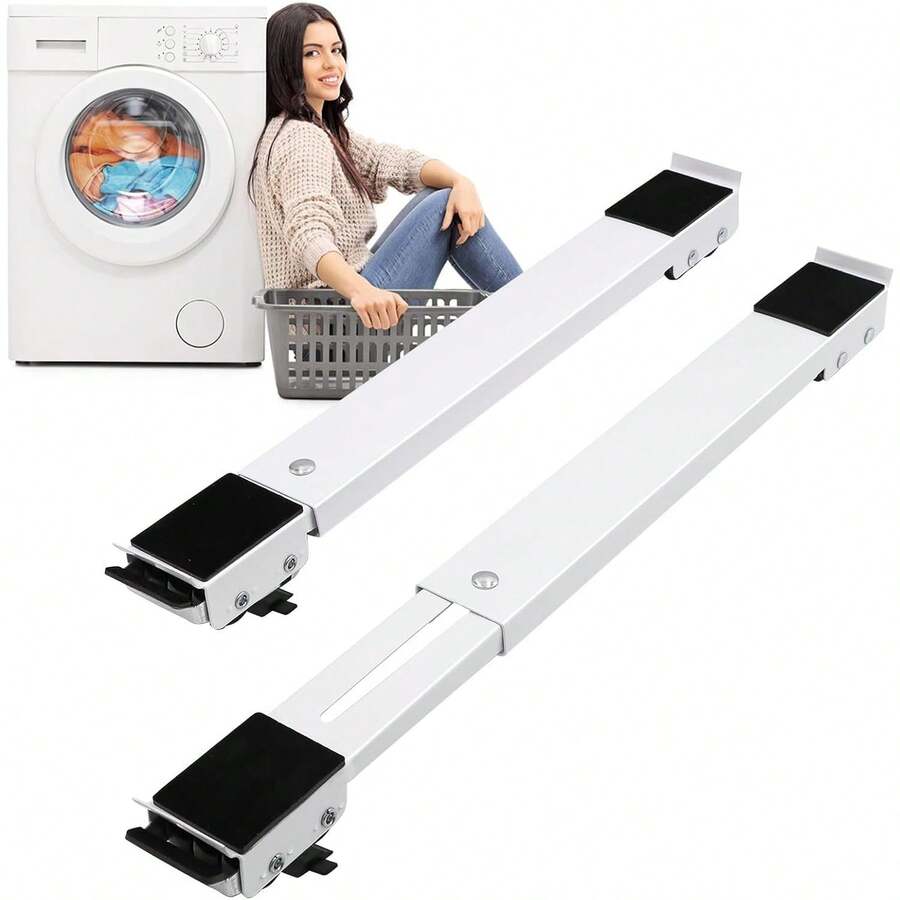 Washing Machine Base With Movable Casters, Refrigerator Base With Shock-Absorbing Wheels, Storage Rack, 1 Pair Adjustable Base - Multicolor - View 1