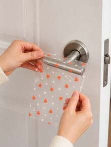 Waterproof PE Material Sanitary Protective Film (With Easy-Tear Perforation), Heart & Star Pattern, Portable & Hygienic, Suitable For Toilet Seat, Bathroom Countertop, Flush Button, Door Handle, Remote Control - Multicolor - View 2