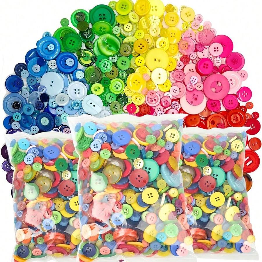 Mixed Color Handmade DIY Art Sewing Buttons, Creative Colorful Resin Sewing Accessories Buttons - Button - View 1