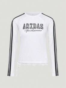 Adidas 女款 DCE MESH TEE 長袖針織無領 T-shirt TLE8842 - 黑與白 - 查看 2