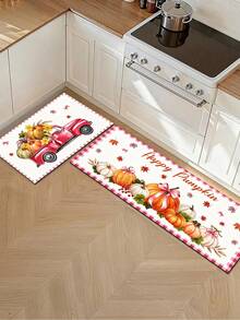 1/2pcs Autumn Thanksgiving Pumpkin Pattern Doormat, Outdoor Welcome Mat, Carpet, Autumn Floor Mat, Thanksgiving Front Door Mat - Multicolor - View 5