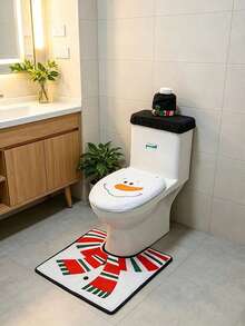 1 Set Christmas Snowman Toilet Stickers - Christmas Snowman Toilet Decor Self-Adhesive Wall Decals; Cute PVC Bathroom Stickers, Easy To Apply As Wall Decoration; Perfect For Holiday Home Decor; New Year Bedroom And Bathroom Decoration Stickers - Multiple Styles - View 10