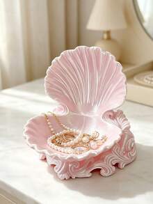 Shell Shaped Jewelry Storage Tray, Decorative Shell Ring Earring Bracelet Holder, Vanity Tabletop Organizer Box, Women Home Decor Gift - Multicolor - View 2