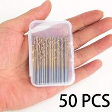 Set 50 Mata Bor Putar Baja Kecepatan Tinggi Berlapis Titanium, Mata Bor Multi Ukuran dengan Tangkai Bulat, Cocok untuk Kayu, Logam, Plastik, Set Hadiah Alat Perbaikan Rumah yang Praktis - 01#-50 buah - View 4