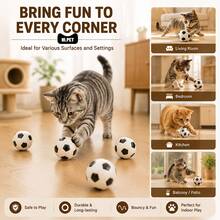 4pcs Cat Soccer Toys - Interactive Rolling Balls, Suitable For Kittens And Adult Cats, Lightweight And Durable, Indoor Entertainment - Black and White - View 6