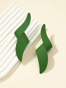 1 Pair Metal Geometric Oversized Stud Earrings - Green - View 2