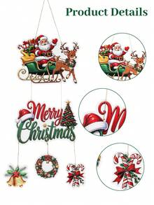 1 Set Christmas Paper Door Hanging Decor, Santa Claus Chimney Blank Wreath Snowman Gingerbread Man Hanging Ornament, Christmas Decoration, Christmas Party Supplies, Christmas Wall Hanging Decor, Holiday Front Door Sign, Home Decor, Winter Decor, Christmas Decoration, Christmas Decoration - Multicolor - View 11