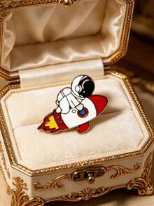 1pc Astronaut Rocket Lapel Pin, Cute Cartoon Galaxy Unisex Badge, Backpack Jacket Hat Decoration, Street Style Accessory - Astronaut Type a - View 14