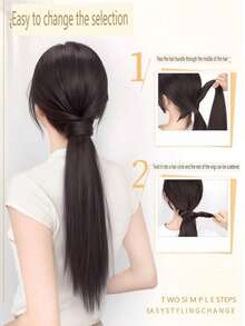 Magic Wand Ponytail Hair Extension For Women, Low Ponytail Long Straight Hair, Big Wavy Curly Hair, Natural Ponytail Short Braid Hair Accessory - Coffee Brown - View 11