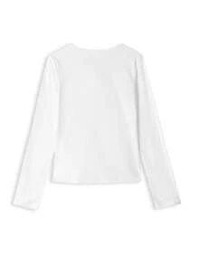 Women's Lace V-Neck Fitted Long Sleeve T-Shirt Inner Layer Top - White - View 6