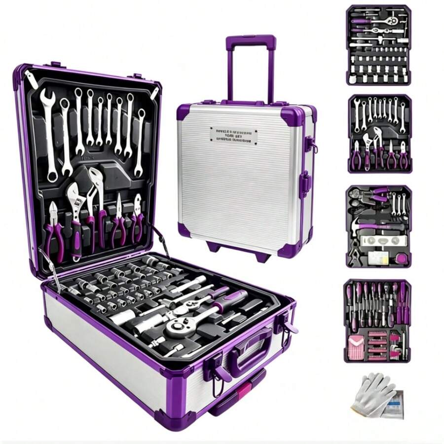 115/46pcs Professional Car Repair Tool Set: Portable, Durable And Easy To Use Ratchet Wrench Set - Suitable For Car, Boat, Motorcycle Repair, Home Industrial Maintenance - Includes Carrying Case - Multi-color - View 1