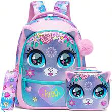 3pcs/Set Kids Animal Pattern Girls Backpack, Suitable For Elementary And Kindergarten Girls, Includes Crossbody Bag And Pencil Case, For School Use - 137 Girls' Backpack - View 8