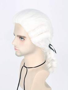Vintage 18th Century Gentleman Judge Curly Ponytail Wig, Synthetic Fiber Full Head European Court Noble Style Wig, Halloween Historical Theme Cosplay Costume Accessory, Adult Men's - Multicolor - View 13