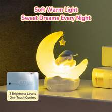 MINISO X Sanrio 正版授權 Cinnamoroll Kuromi LED 星空夜燈，USB-C 可充電，3 種燈光模式，便攜式可調光床頭燈，適合男孩女孩的可愛禮物，房間裝飾 - 玉桂狗-黃色 - 查看 3