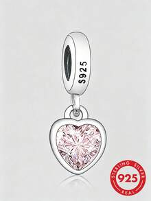 HuooNew Cubic Zirconia Heart DIY Pendant Valentines - Silver - View 1