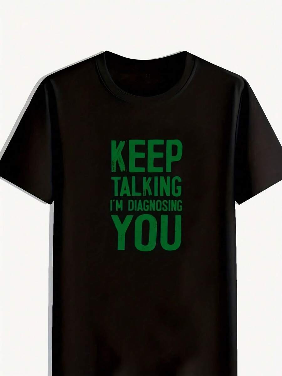Funny Slogan Pattern Print Men's T-Shirt, Graphic Tee Men's Summer Clothes, Men's Outfits - 款式 - 查看 1