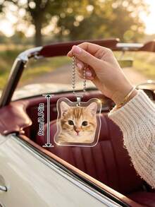 1pc Personalized Pet Photo Car Hanging Ornament, Customized Dog Cat Car Decor, Pet Lover Gift, Rearview Mirror Pendant, Dog Owner Gift, Pet Memorial, Commemorative Gift - Multicolor - View 3