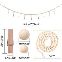 Home Decor Hanging Photo Display Wooden Bead Clips, Natural Wood Bead String Photo Storage Tassel Garland, Suitable For Home Wall Decoration - Multicolor - View 6