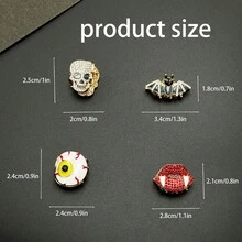 4/8/12pcs Gothic Rhinestone Mini Hair Claw Clips, Halloween Skull Bat Spider Vampire Red Lips Hair Clips, Dark Style Side Hair Clips For Cosplay Party Holiday Personalized Hair Accessories - Halloween Dark Hair Claw - View 3