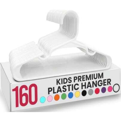 Hangers 160 Pack 11.5 Inch Baby Closet Hangers White Plastic Baby Hangers Fits Children's And Infant Clothes Gentle On Delicate Garments