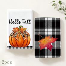 2 buah Handuk Dapur Motif Daun Maple & Kotak-kotak Hitam & Putih, Gaya Rumah Pertanian Pedesaan Musim Gugur, Kain Lembut, Bentuk Persegi Panjang, Cocok untuk Dapur Musim Gugur, Hari Thanksgiving, Musim Panen, Pertemuan Keluarga, Set 4/6/8 buah - MultiWarna - View 11