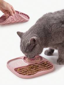 1pc Square 3-Zone Silicone Pet Licking Mat, Slow Feeder Dog Bowl Mat With 60 Suction Cups, Cat Food Mat, Wall-Mountable Bath Distraction Training Mat, Suitable For Cats And Dogs - A - View 10