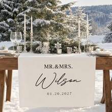 1 pieza Camino de mesa de boda personalizado, texto personalizable, adecuado para recepciones de boda elegantes y ocasiones especiales - Multicolor - Ver 5