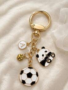 Creative Personalized Soccer Panda Keychain, Wallet Decoration, Soccer Key Ring, Key Chain - Multicolor Soccer Panda - View 5