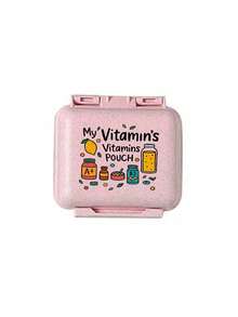 迷你 6 格便攜藥盒，收納盒，旅行藥盒，印有「My Vitamins」和維生素圖案，6 格小藥盒，密封包裝收納盒，6 天週用藥盒，旅行必備藥盒，日常維生素藥盒，口袋藥盒，精緻收納盒，居家必備，旅行必備 - 彩色 - 查看 14