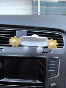 Cute Bowknot Strawberry Car Phone Holder, Gravity Sensing Air Vent Navigation Mount, Girly Car Interior Decor - Stand - View 5