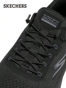 Skechers 女士閃穿GO RUN 免系鞋帶一腳蹬透氣網面通勤緩震跑鞋 - 黑色 - 查看 8