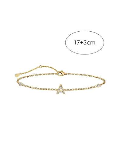 SYMFNY 1pc 925 Sterling Silver Minimalist Cubic Zirconia 26 Letters A-Z Bracelet