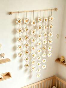 8/16/24pcs Handmade Crocheted White Daisy Flowers, Suitable For Wall Decor, Home Decor, Curtain Decor - Multicolor - View 6