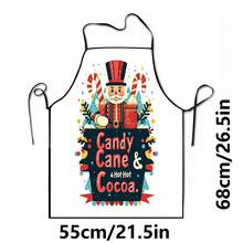 1pc Christmas Santa Claus, Christmas Bell, Christmas Snowflake, Christmas Reindeer, Christmas Tree, Christmas Snowman, Christmas Penguin, Christmas Cartoon Animal Pattern Chef Apron, Apron, Suitable For Home Decor And Kitchen Use. Made Of 100% Polyester Material, Designed As Sleeveless Style, Perfect For Home Kitchen, Outdoor BBQ Cooking. This Printed Apron Is Unisex, Machine Washable And Reusable, An Essential Kitchen Item - Multicolor - View 10