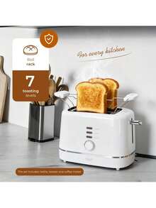 Adler Toaster, Bread Toaster, 2-Slice Toaster - Browning Control, Removable Crumb Tray, White - EU E Type Plug(220-240V) - View 2