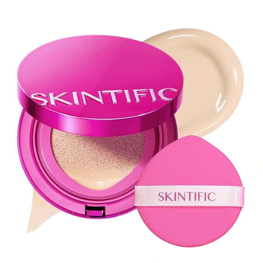 SKINTIFIC Cover Glow Perfect Cushion Foundation - Hasil Akhir Bercahaya Alami, Cakupan Sedang hingga Tinggi, Kompleks Peptida Pelembap, Ringan untuk Kulit Kering dan Kombinasi. 00 Porcelain - 1 - View 1